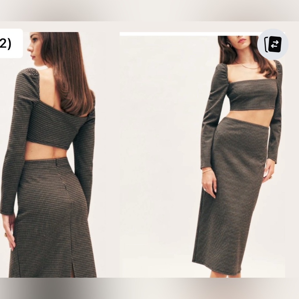 NWT Reformation Ladue Knit crop Two Piece Skirt